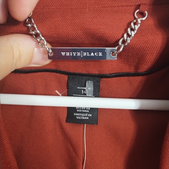 WHBM Linen Blend‎ 3Q Sleeve 1 Button Office Business Casual Minimalist Jacket 14 - Picture 7 of 8